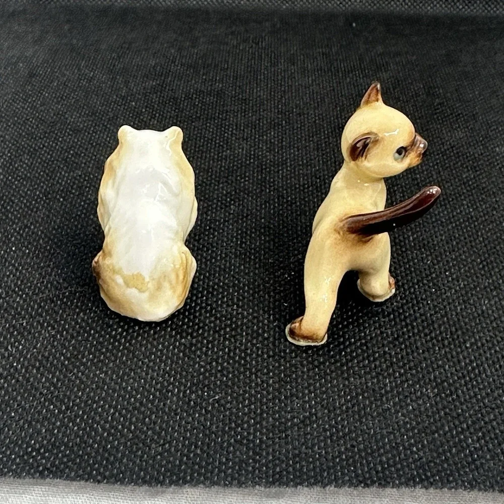 Lot 2 Bone China Ceramic Persian‎ Cat Siamese Hagan Renaker Figurine Miniature